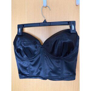Trashy Womens Size 36D Black Satin Strapless Corset Style Bustier Vintage